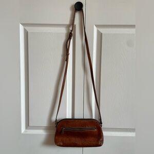 Patricia Nash Map Print Brown Leather Crossbody Bag